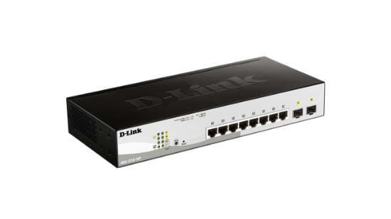 Imagem de SWITCH D-LINK WEB SMART 8 PORTAS 10/100/1000MBPS POE + 2 PORTAS SFP 100/1000MBPS 65 WATTS - DGS-1210-10P